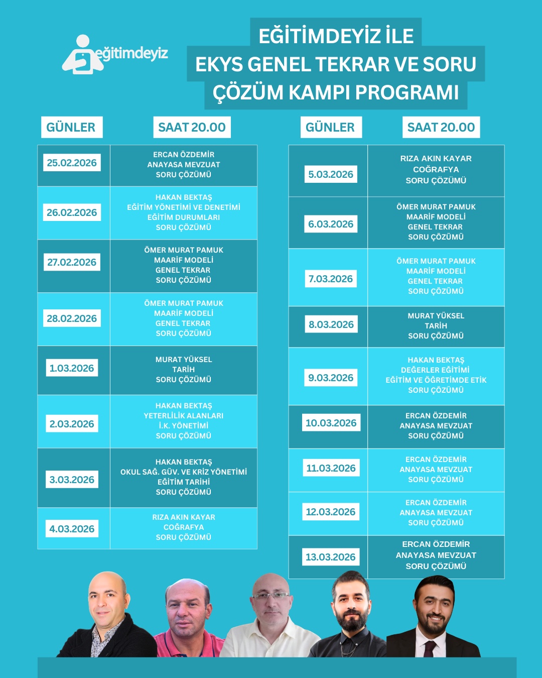 EKYS GENEL TEKRAR VE SORU ÇÖZÜM KAMPI